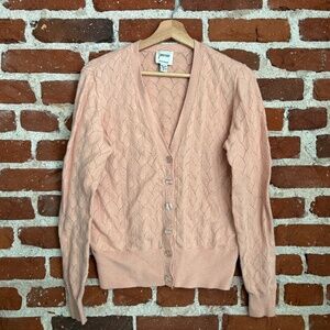 🩷 Joanie - Alana Pointelle Knit Cardigan – Pink (Size M)